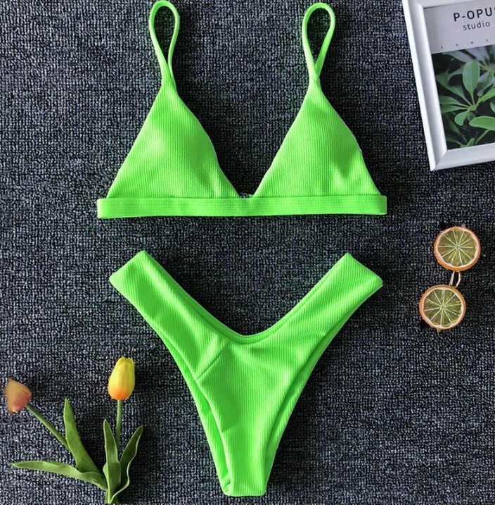 Triangle Bikini 2025 Signe mit Hohe Taille Neon&nbsp;Grün