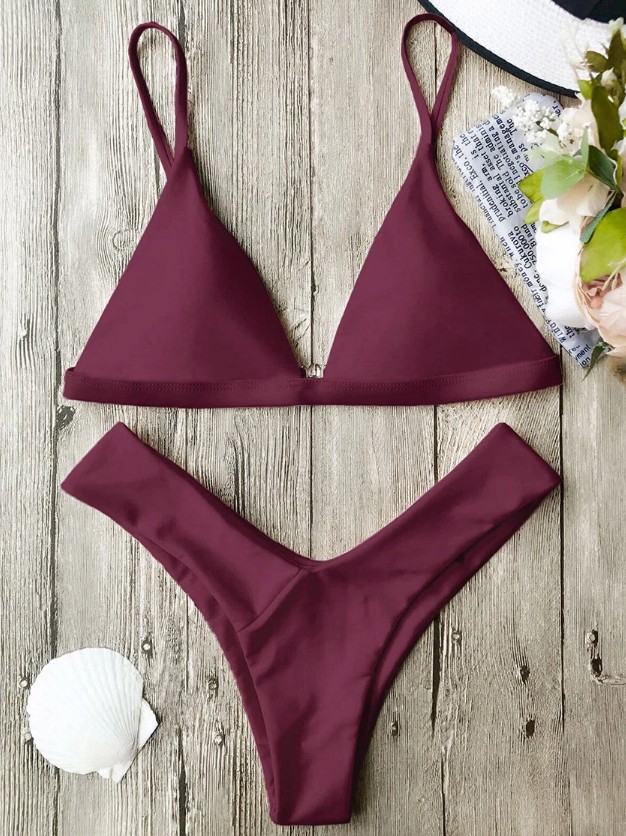 Triangle Bikini 2025 Signe mit Hohe Taille&nbsp;Weinrot