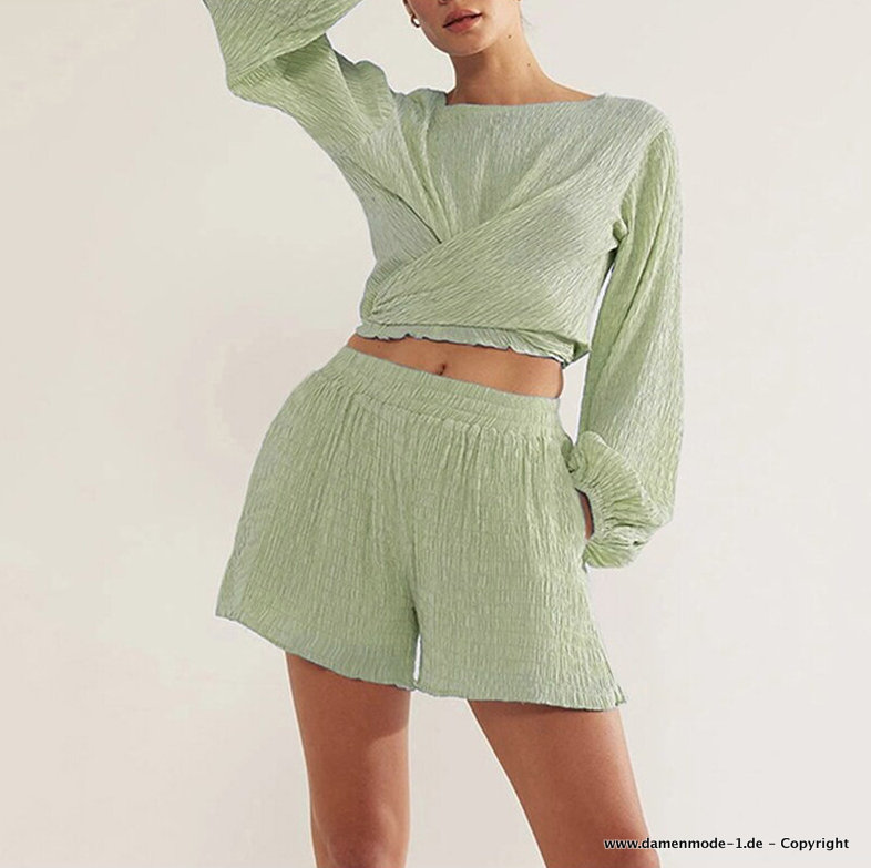 Sommeroutfit Zweiteiler in Mintgrün Kurze Hose mit&nbsp;Shirt
