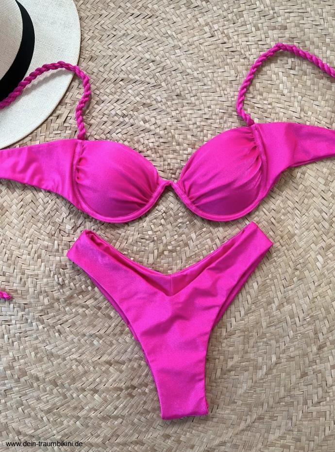 Satin Push Up High-Waist Bikini in&nbsp;Pink