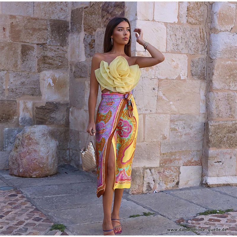 Damen Tunika Kleid mit Strand Rock Langarm Crop&nbsp;Top