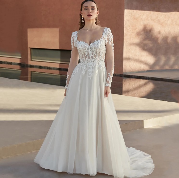 A Linie Brautkleid Dylane mit Ärmeln aus&nbsp;Spitze