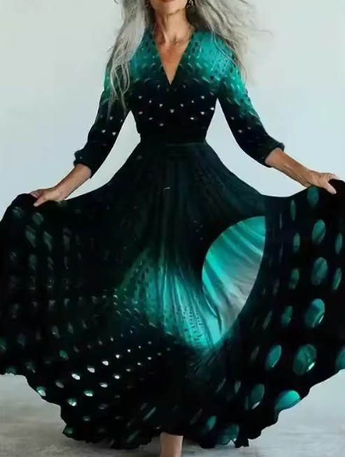 A-Linie Chiffon Kleid Emira Elegant Lang mit V&nbsp;Ausschnitt