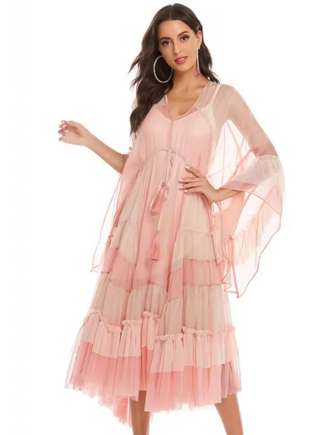  A Linie Chiffon Kleid für Hochzeitsgäste in&nbsp;Rosa