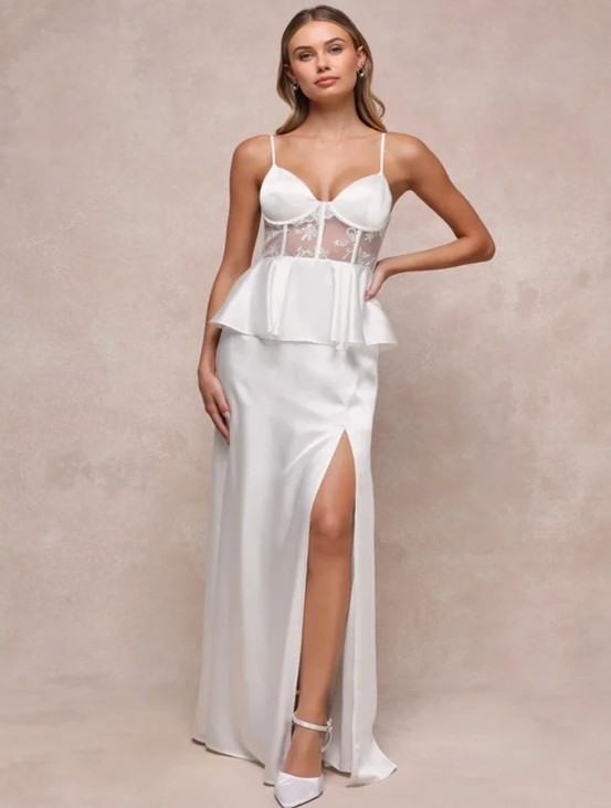 I Linie Brautkleid Hanna mit Lingerie Oberteil und Sexy Schlitz