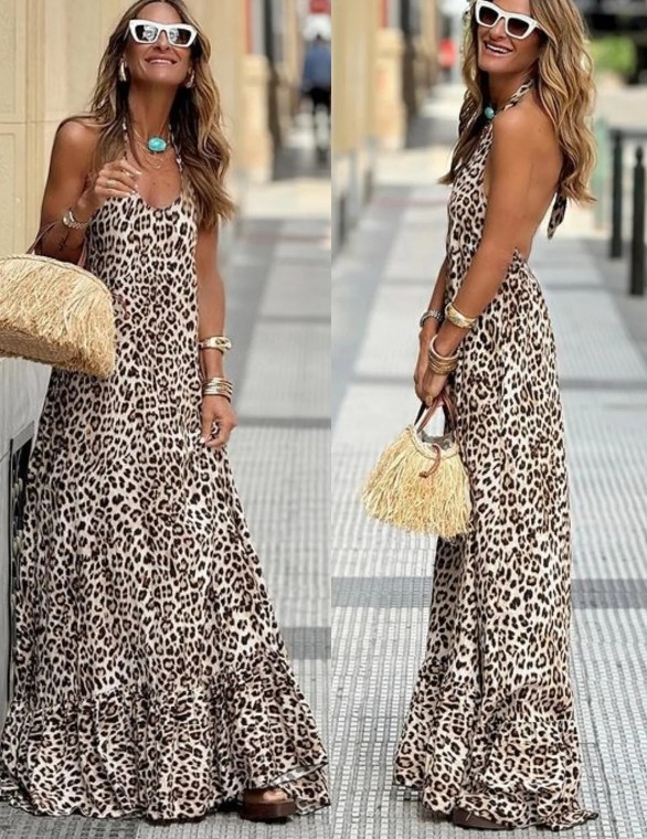 Leopard Print Sommerkleid Euphemia Lang
