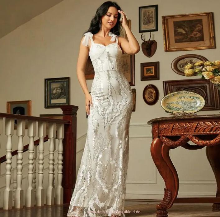 I Linie Standesamtkleid Marja Lang mit Pailletten&nbsp;Spitze