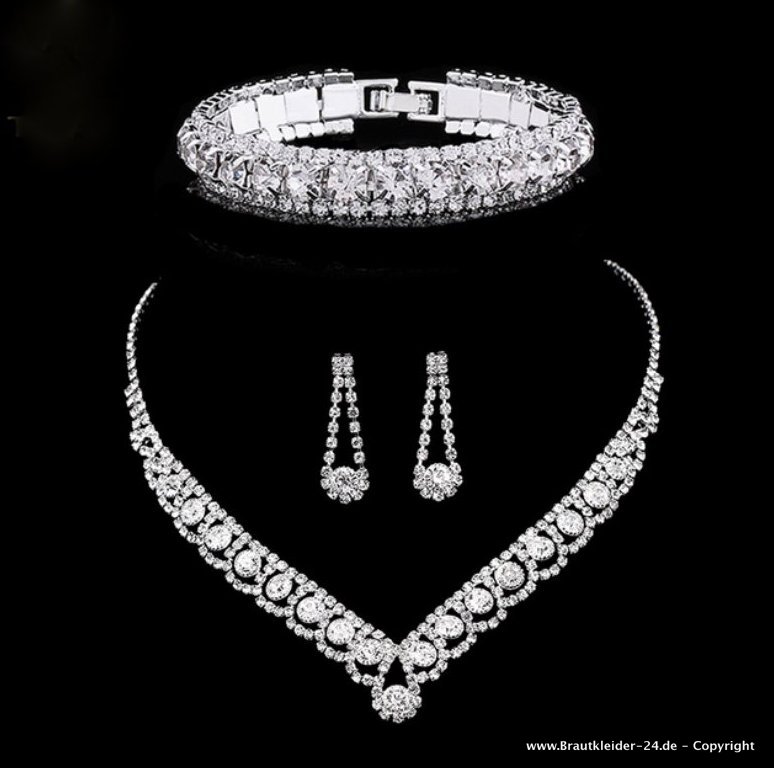 Strass Kristall Brautschmuck Set Gunilla&nbsp;Vierteilig
