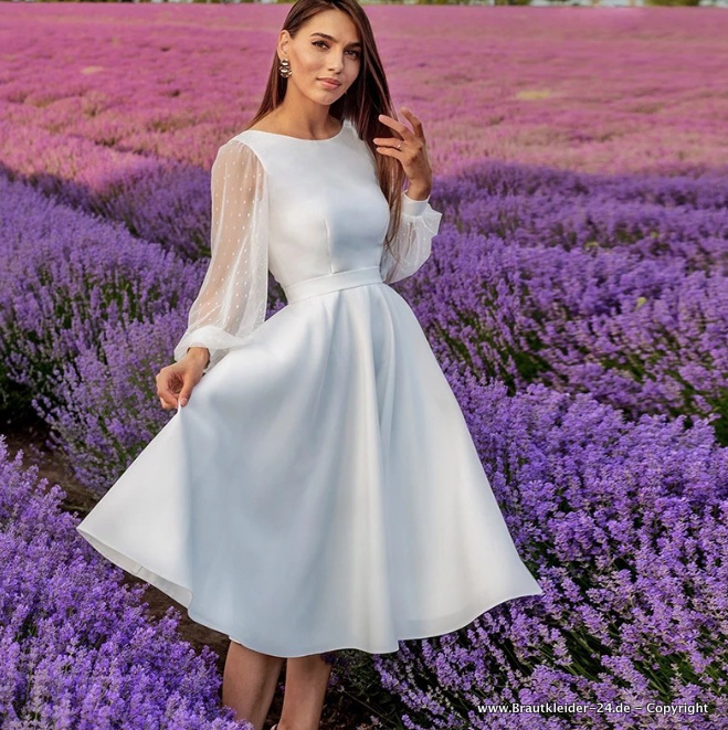 Langarm A-Linie Brautkleid Geertje&nbsp;Wadenlang