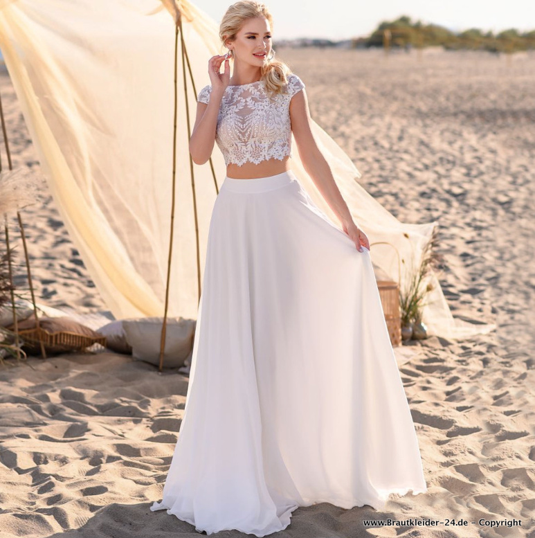 Zweiteiliges Boho Style Brautkleid Grit Spitze Bluse mit Rock im Set&nbsp;Brautmode