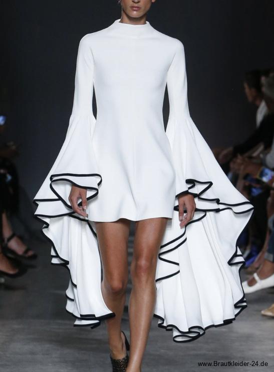 Designer Mini Standesamtkleid für die Braut mit Flare Ärmel&nbsp;Weiß