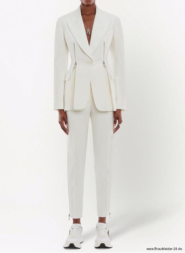 Hosenanzug für die Braut in Weiß mit Reißverschluss&nbsp;Applikationen