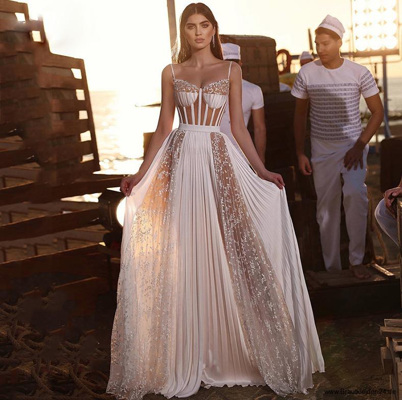 Sexy Glitzer Mieder Brautkleid Gritt mit Spaghettiträger