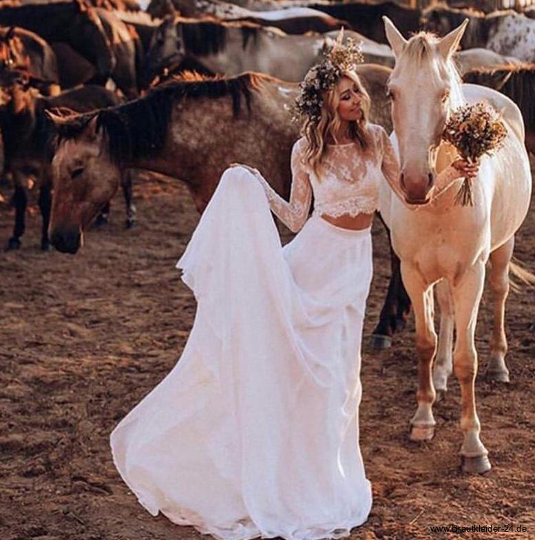 Zweiteiliges Boho Style Brautkleid Gesche mit Langarm&nbsp;Bluse