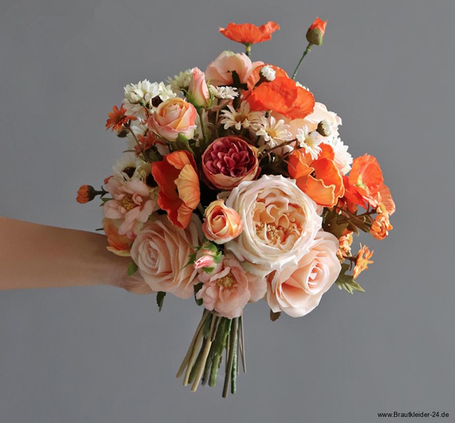 Eukalyptus Hochzeit Bouquet Brautstrauß in mit Rosen in Champagne&nbsp;Orange