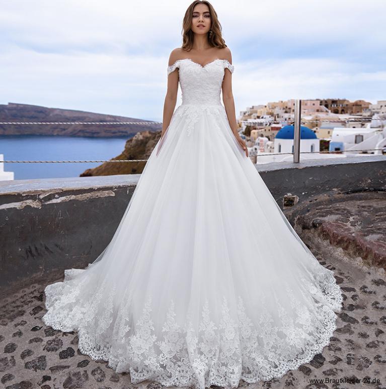 Schulterfreies A-Linie Brautkleid Isabella mit Spitze Applikationen