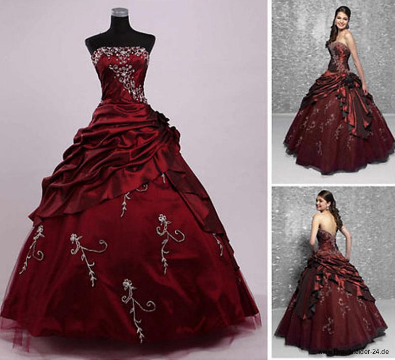 A-Linie Bustie Brautkleid Isamara in Weinrot Dunkelrot mit&nbsp;Stickereien