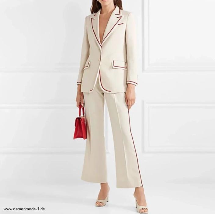 Damen Hosenanzug Elegant in Weiß mit&nbsp;Applikationen