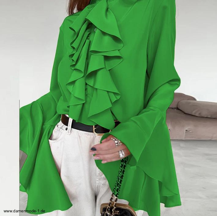  Damen Langarm Rüschenbluse in&nbsp;Grün