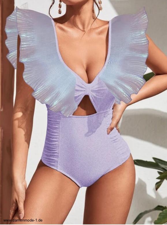 Sexy Rüschen Badeanzug in&nbsp;Flieder