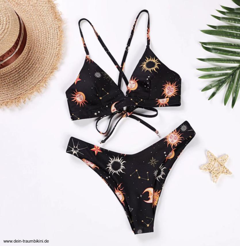 Brasilianischer Triangle Bikini Wicky Schwarz Sonne&nbsp;Mond