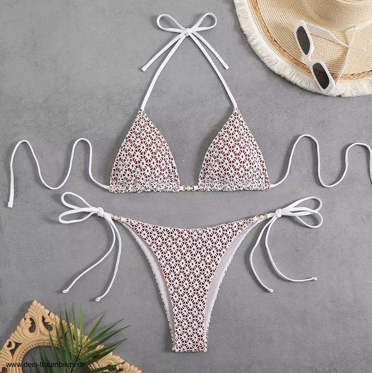 Halterneck Bikini Wisgard mit Hohe Taille und Perlen&nbsp;Rot