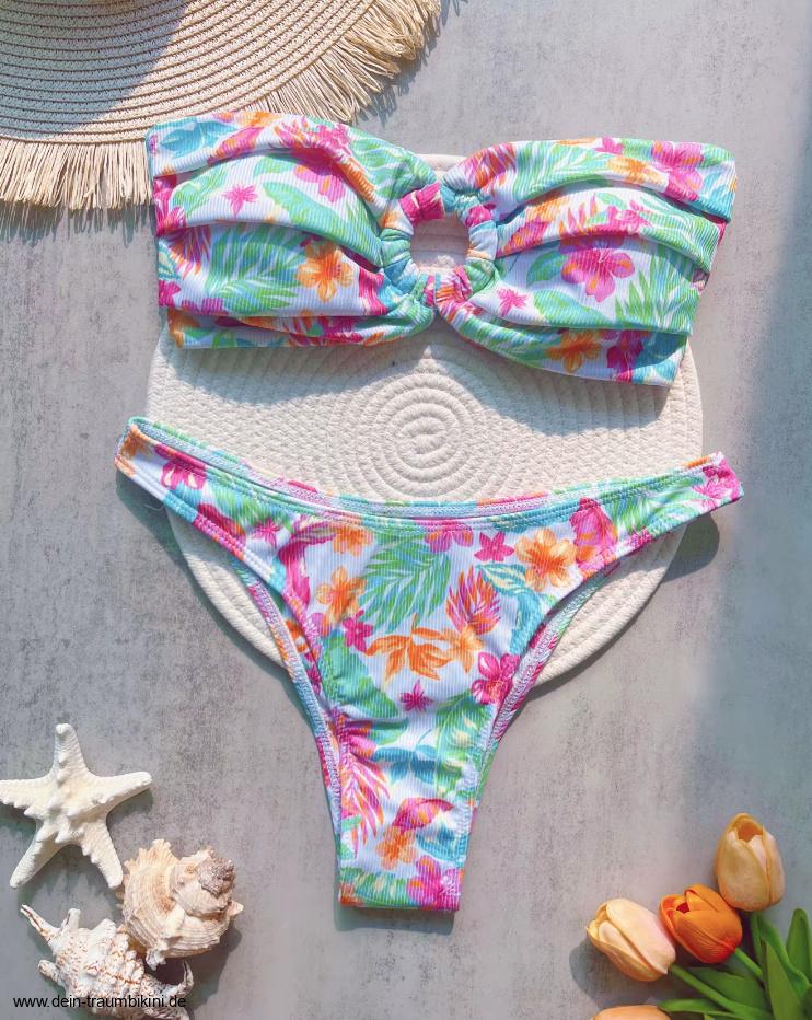 Bandeau Blumen Print Bikini 2025 Vianne mit Hohe&nbsp;Taille