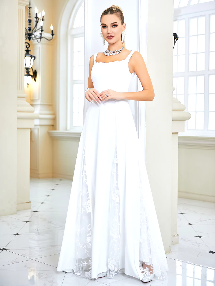 A Linie Standesamtkleid Caitlin Ärmellos mit&nbsp;Spitze