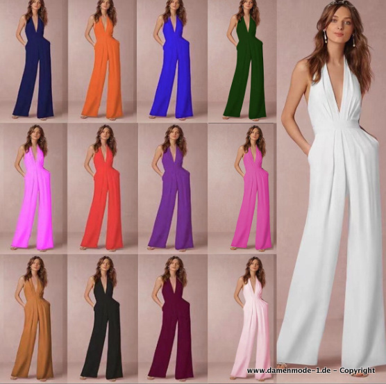 Sexy Damen Jumpsuit Einteiler Birte Overall in versch.&nbsp;Farben