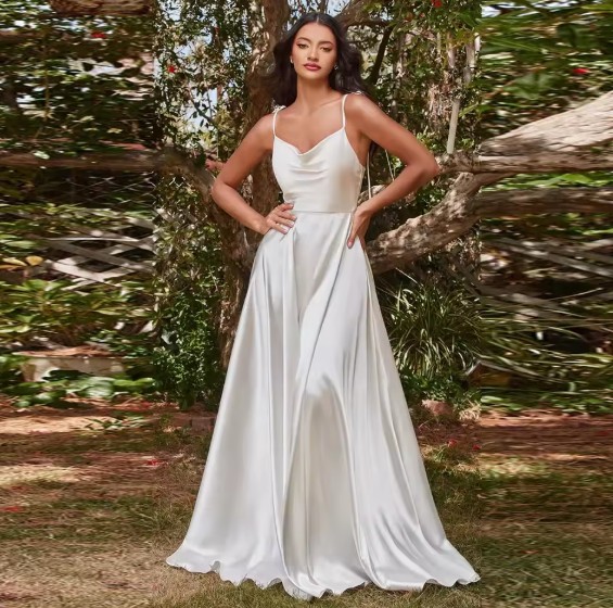 A Linie Spaghettiträger Satin Brautkleid Damira&nbsp;Schlicht