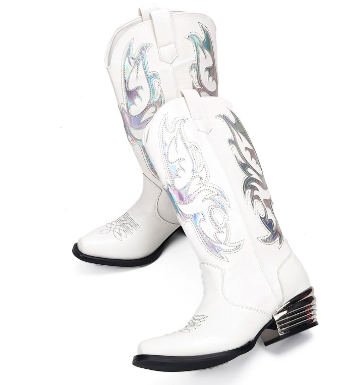 Brautschuhe Glitzer Western Cowboy Stiefel Immanuela mit&nbsp;Stickereien