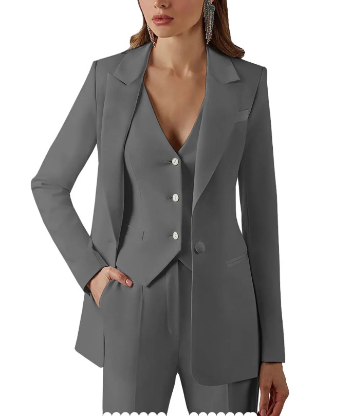 Damen Hosenanzug Elonie Dreiteilig mit Weste in&nbsp;Dunkelgrau