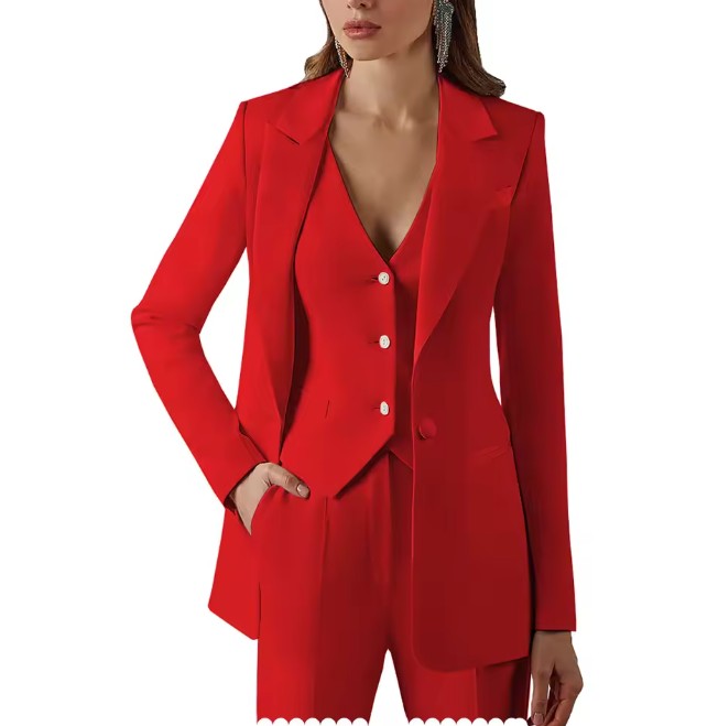 Damen Hosenanzug Elonie Dreiteilig mit Weste in&nbsp;Rot