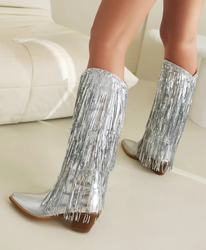 Pailletten Brautschuhe Glitzer Western Cowboy Stiefel&nbsp;Ingvelde