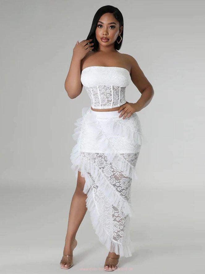 Zweiteiliges Sexy Schulterfreies Standesamtkleid Arianna&nbsp;Asymmetrisch