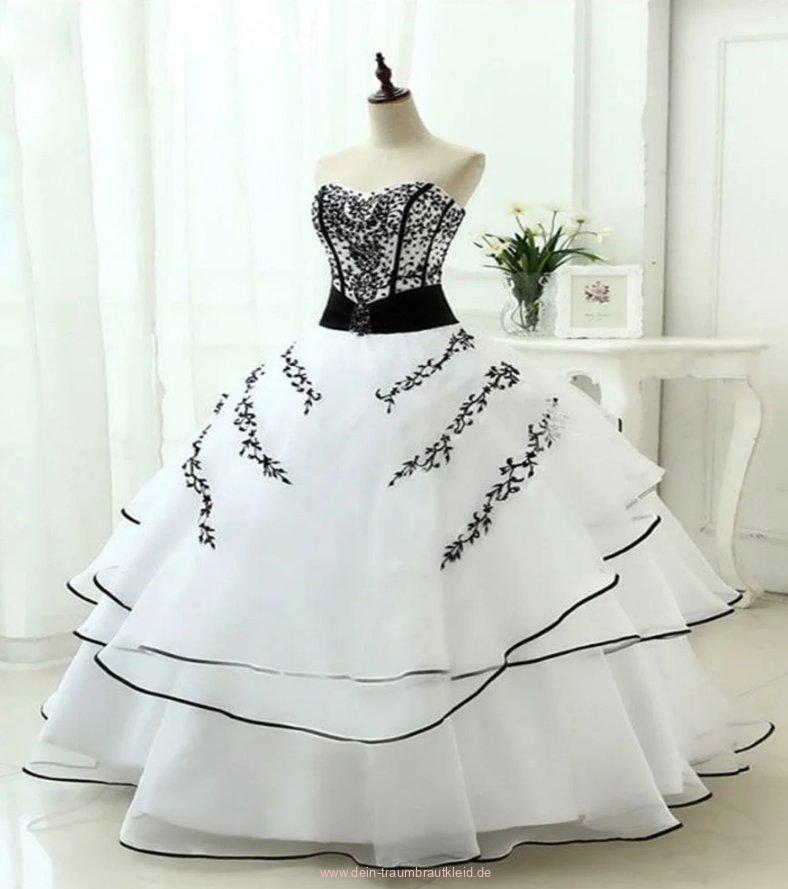 Schulterfreies Ball Linie Brautkleid Birga mit Schwarze Spitze und&nbsp;Schärpe