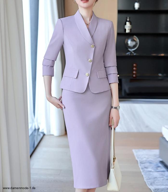 I Linie Damen Kostüm Bettina Elegant in Flieder&nbsp;Wadenlang