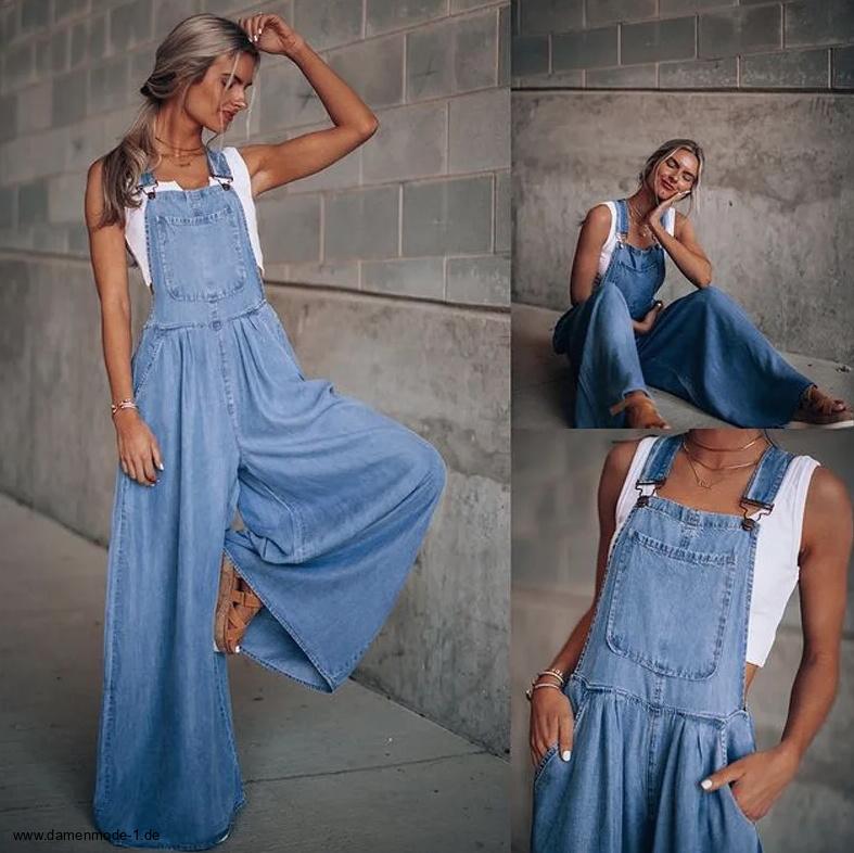 Jeans Overall Betty A Linie Latzhose in Hellblau mit&nbsp;Taschen