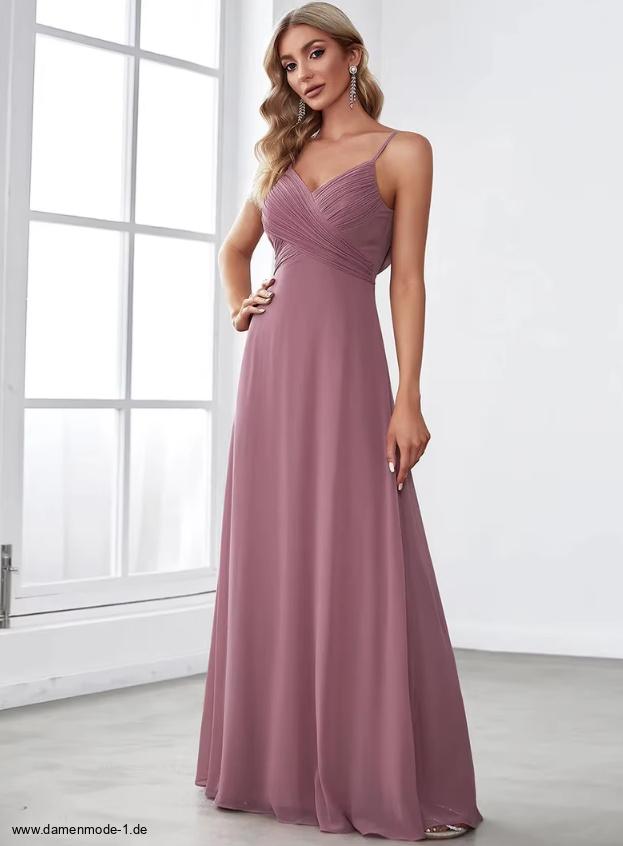 Spaghettiträger Empire Maxi Kleid Elegant Lang in&nbsp;Altrosa