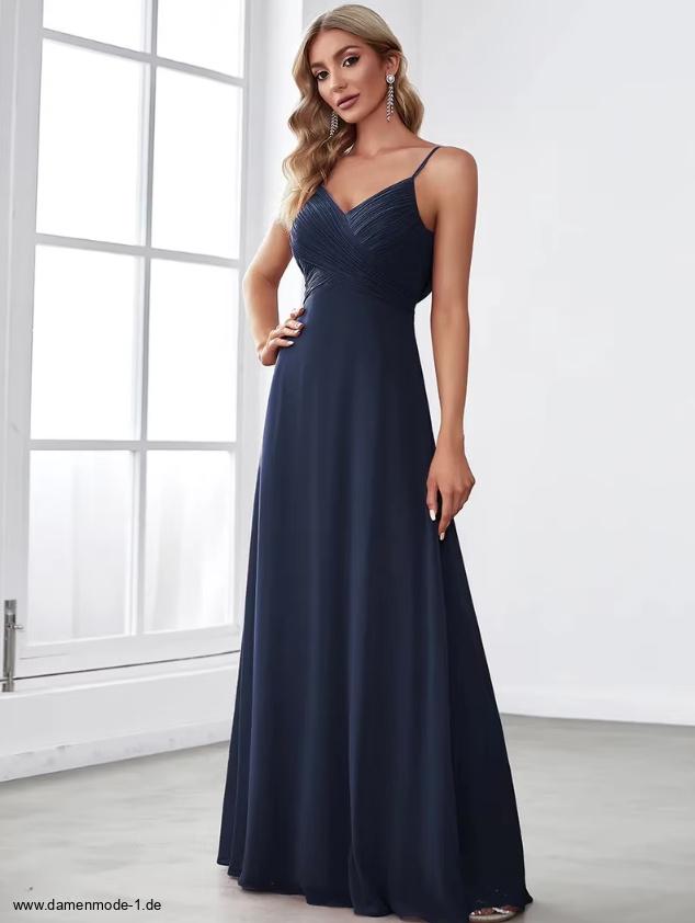 Spaghettiträger Empire Maxi Kleid Elegant Lang in&nbsp;Marineblau