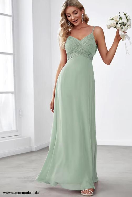 Spaghettiträger Empire Maxi Kleid Elegant Lang in&nbsp;Hellgrün
