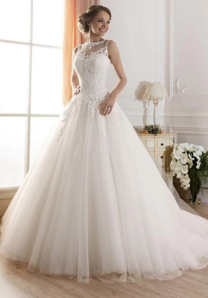 A Linie Brautkleid Christine Klassisch Ärmellos mit Tüll Spitze und&nbsp;Schlepppe