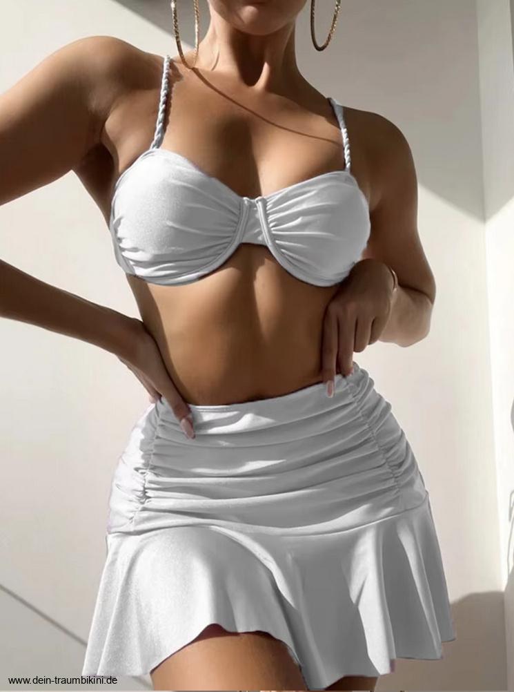 Push Up Bikini Set 2025 Theresia Weiß Dreiteilig mit&nbsp;Rock