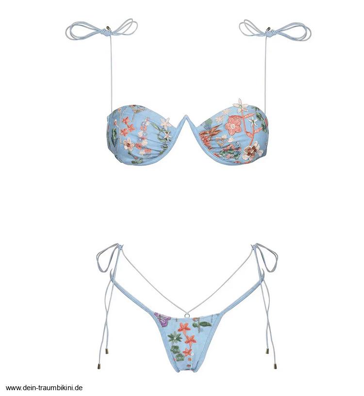 Push Up Mikro Bikini 2025 Thivya mit Blumenmuster&nbsp;Hellblau