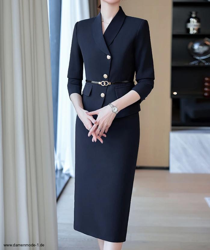 I Linie Damen Kostüm Bettina Elegant in Marineblau&nbsp;Wadenlang