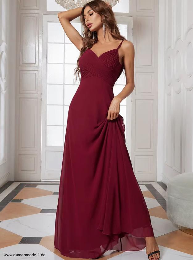 Spaghettiträger Empire maxi Kleid Elegant Lang in&nbsp;Dunkelrot