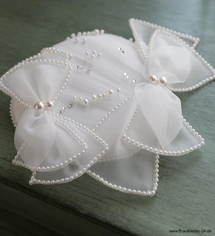 Brauthut Karolin in Weiß mit Perlen&nbsp;Applikationen