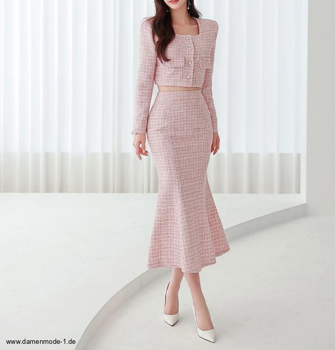 Meerjungfrau Tweed Damen Kostüm Becky Wadenlang in&nbsp;Rosa