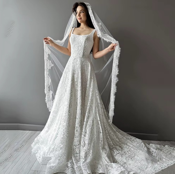 A Linie Brautkleid Iniki aus Spitze mit Schleppe&nbsp;Ärmellos