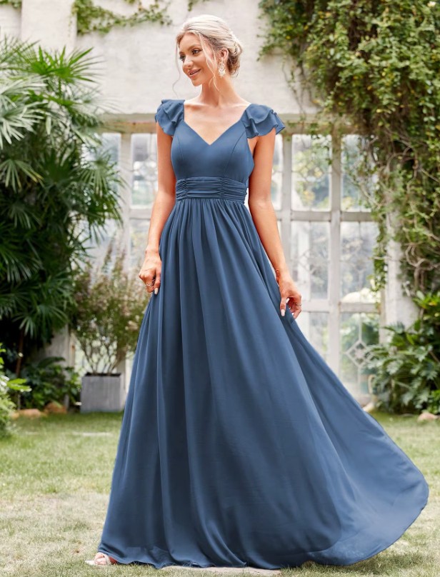 A Linie Chiffon Abendkleid Elisabet Festlich in&nbsp;Blau